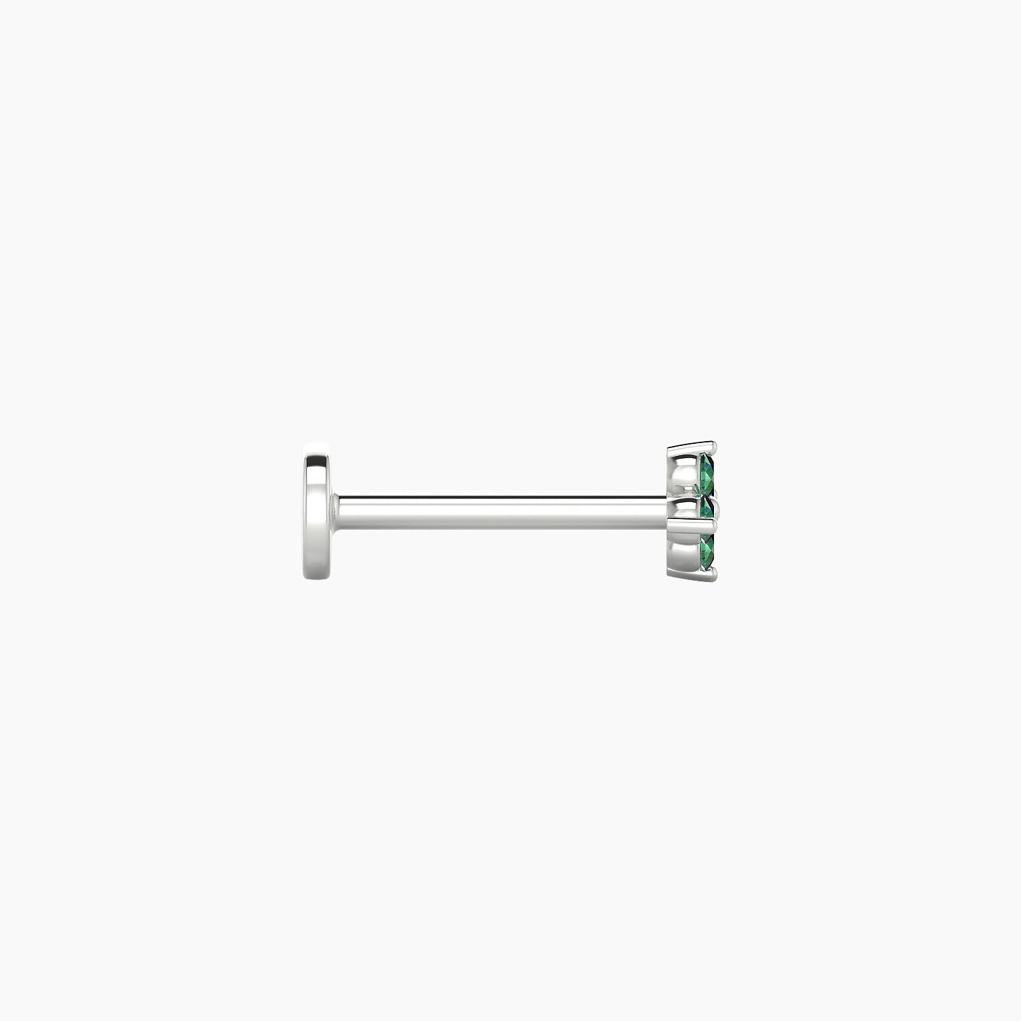 Eris | 18k White Gold 8 mm 4 mm Flower Emerald Nostril Piercing