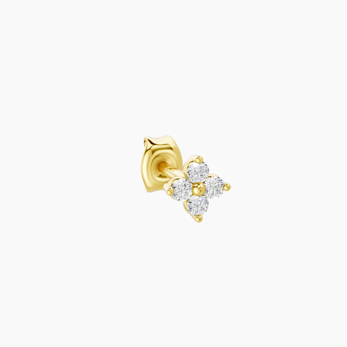 Eris | 18k Yellow Gold 4 mm Flower Diamond Earring