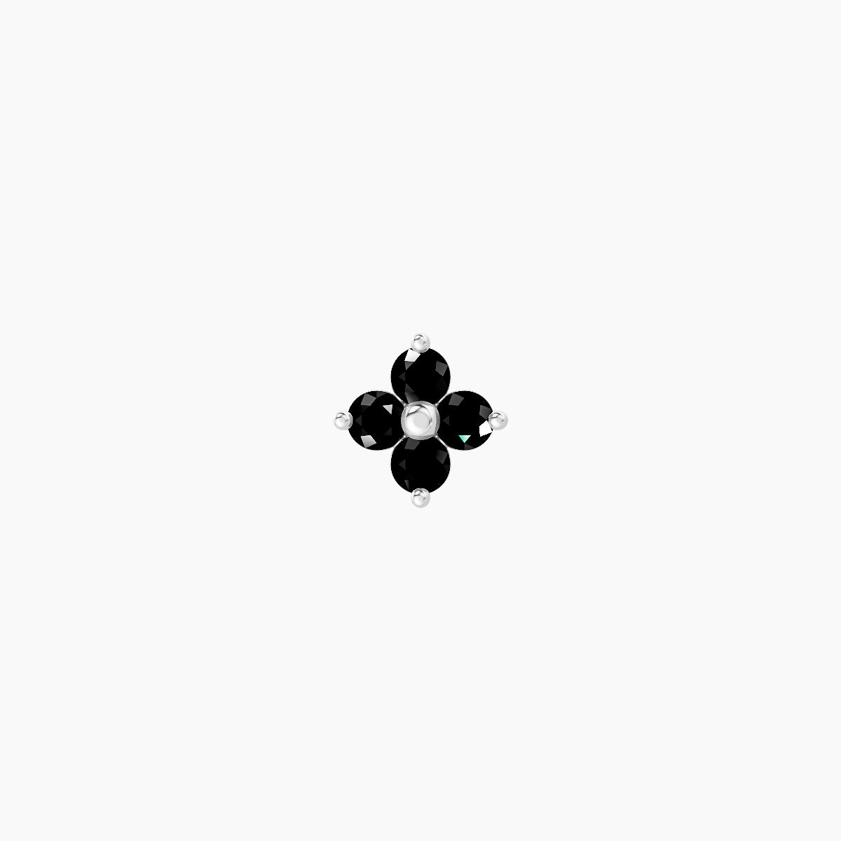 Eris | 18k White Gold 5 mm 4.5 mm Flower Black Diamond Nose Piercing
