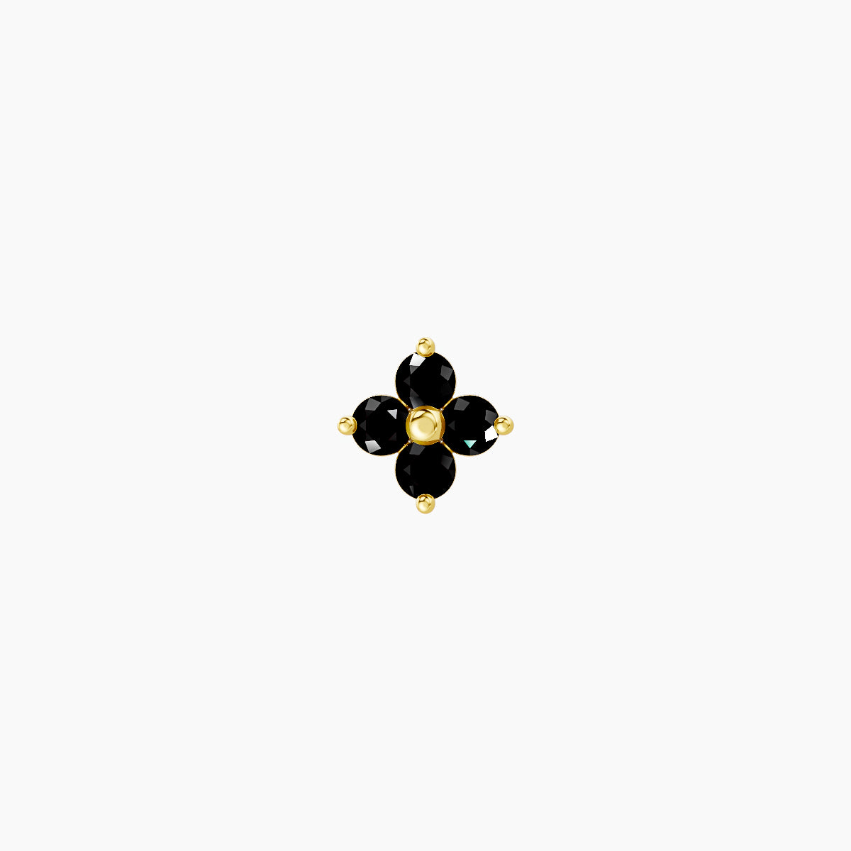 Eris | 18k Yellow Gold 5 mm 4.5 mm Flower Black Diamond Nose Piercing