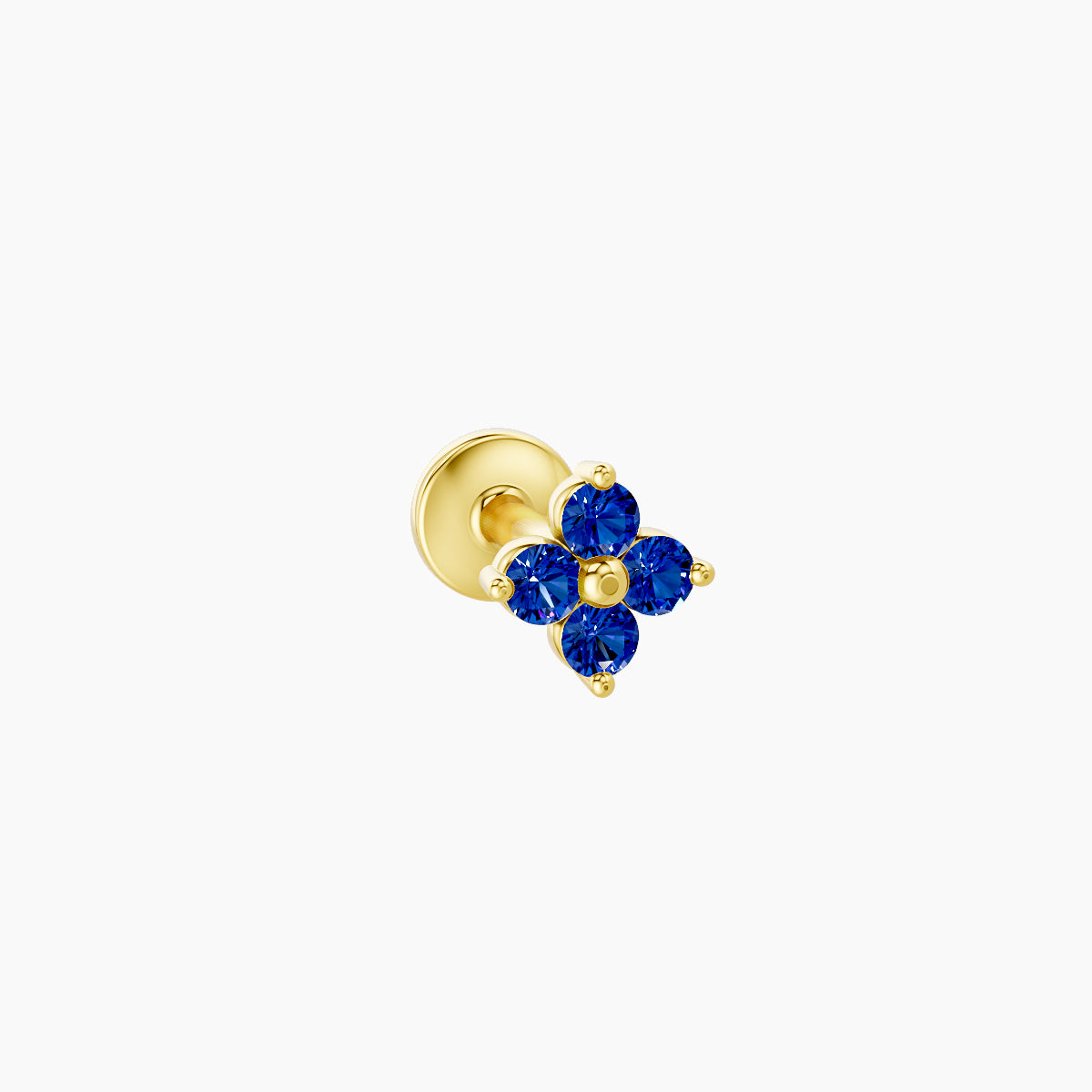 Eris | 18k Yellow Gold 5 mm 4.5 mm Flower Sapphire Nose Piercing