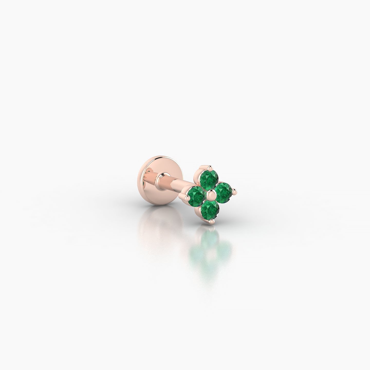 Eris | 18k Rose Gold 5 mm 4.5 mm Flower Emerald Nostril Piercing