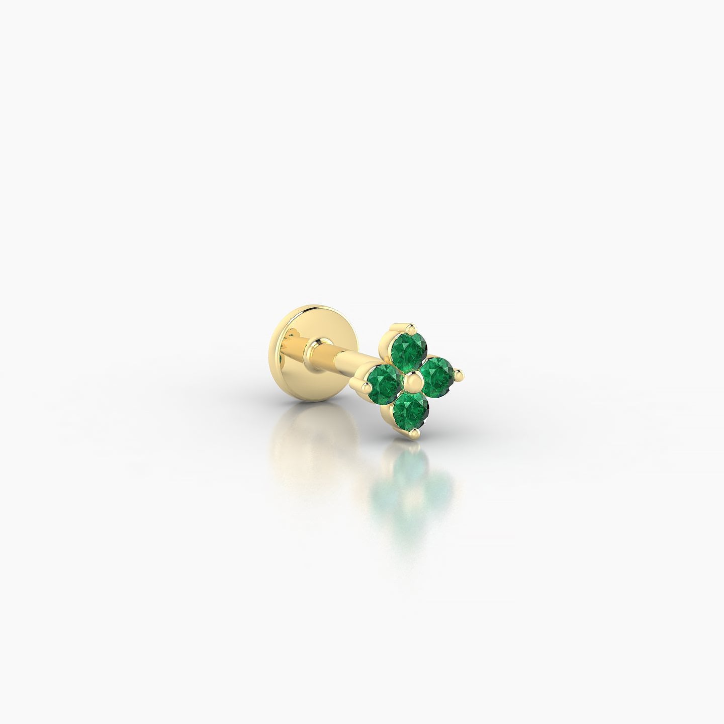 Eris | 18k Yellow Gold 5 mm 4.5 mm Flower Emerald Nostril Piercing