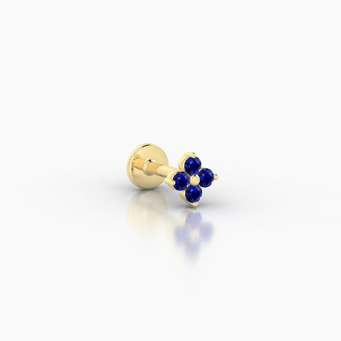 Eris | 18k Yellow Gold 5 mm 4.5 mm Flower Sapphire Nostril Piercing