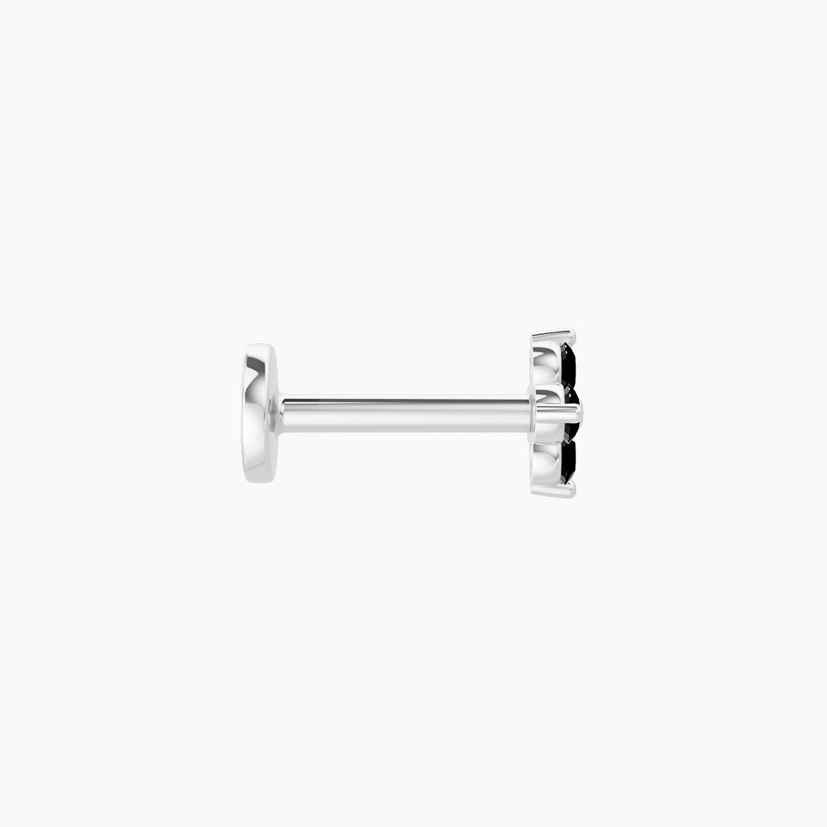 Eris | 18k White Gold 6.5 mm 4.5 mm Flower Black Diamond Nose Piercing