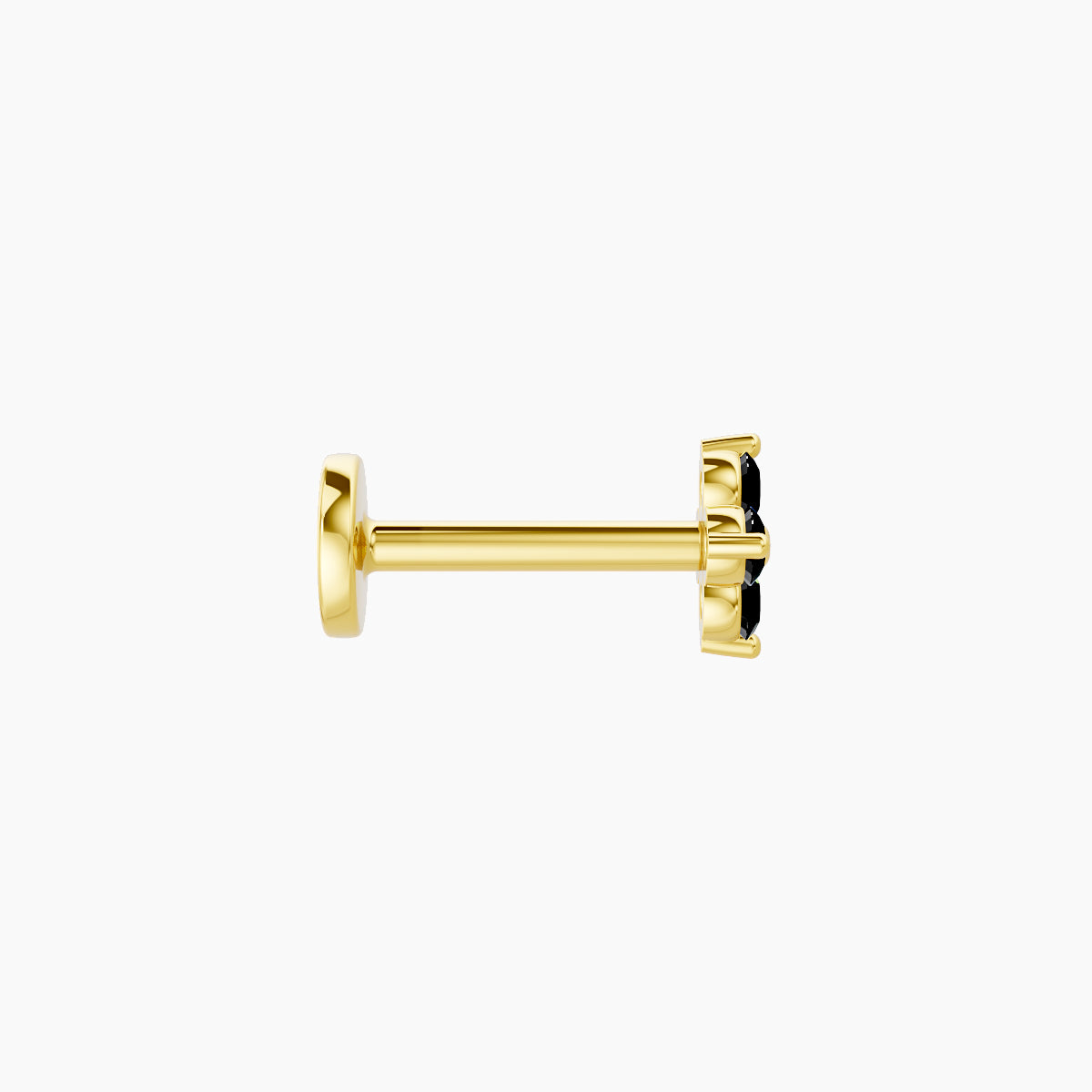 Eris | 18k Yellow Gold 6.5 mm 4.5 mm Flower Black Diamond Nose Piercing