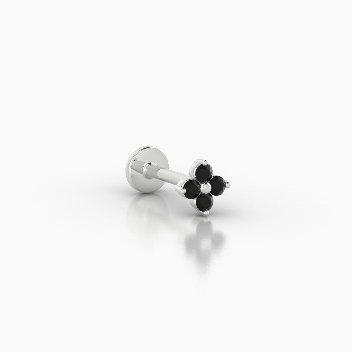 Eris | 18k White Gold 6.5 mm 4.5 mm Flower Black Diamond Nostril Piercing