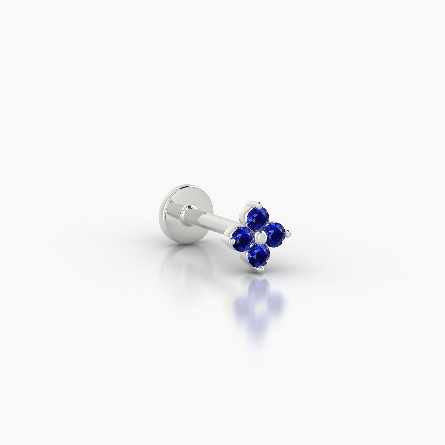 Eris | 18k White Gold 6.5 mm 4.5 mm Flower Sapphire Nostril Piercing