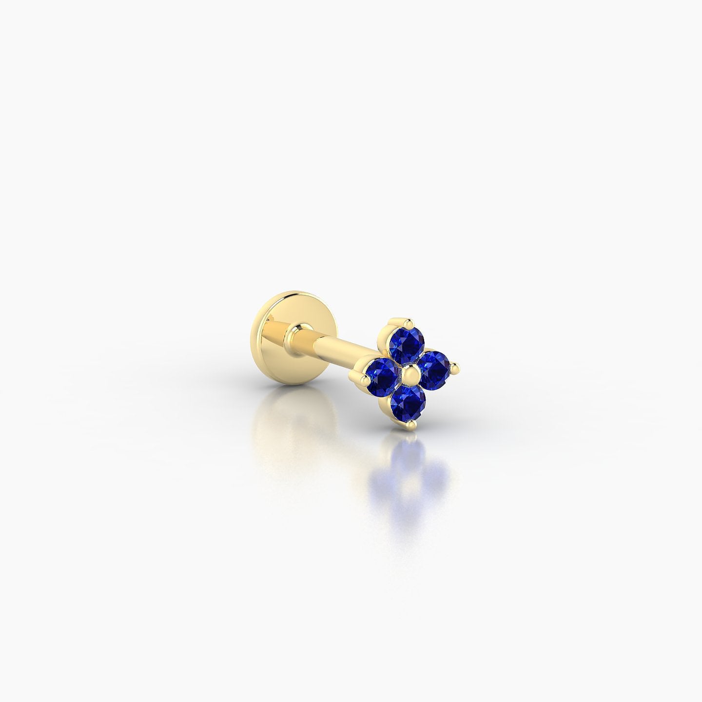 Eris | 18k Yellow Gold 6.5 mm 4.5 mm Flower Sapphire Nostril Piercing