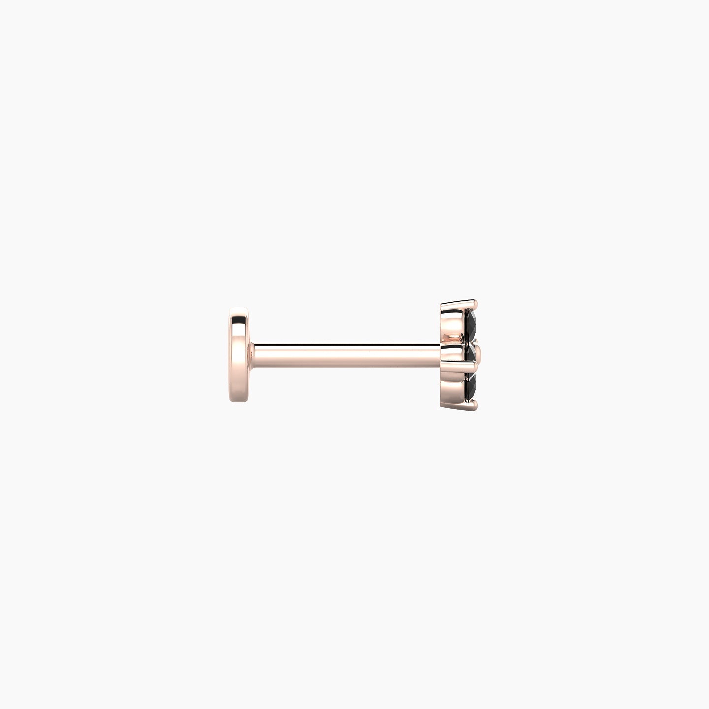 Eris | 18k Rose Gold 6.5 mm 4.5 mm Flower Black Diamond Nostril Piercing