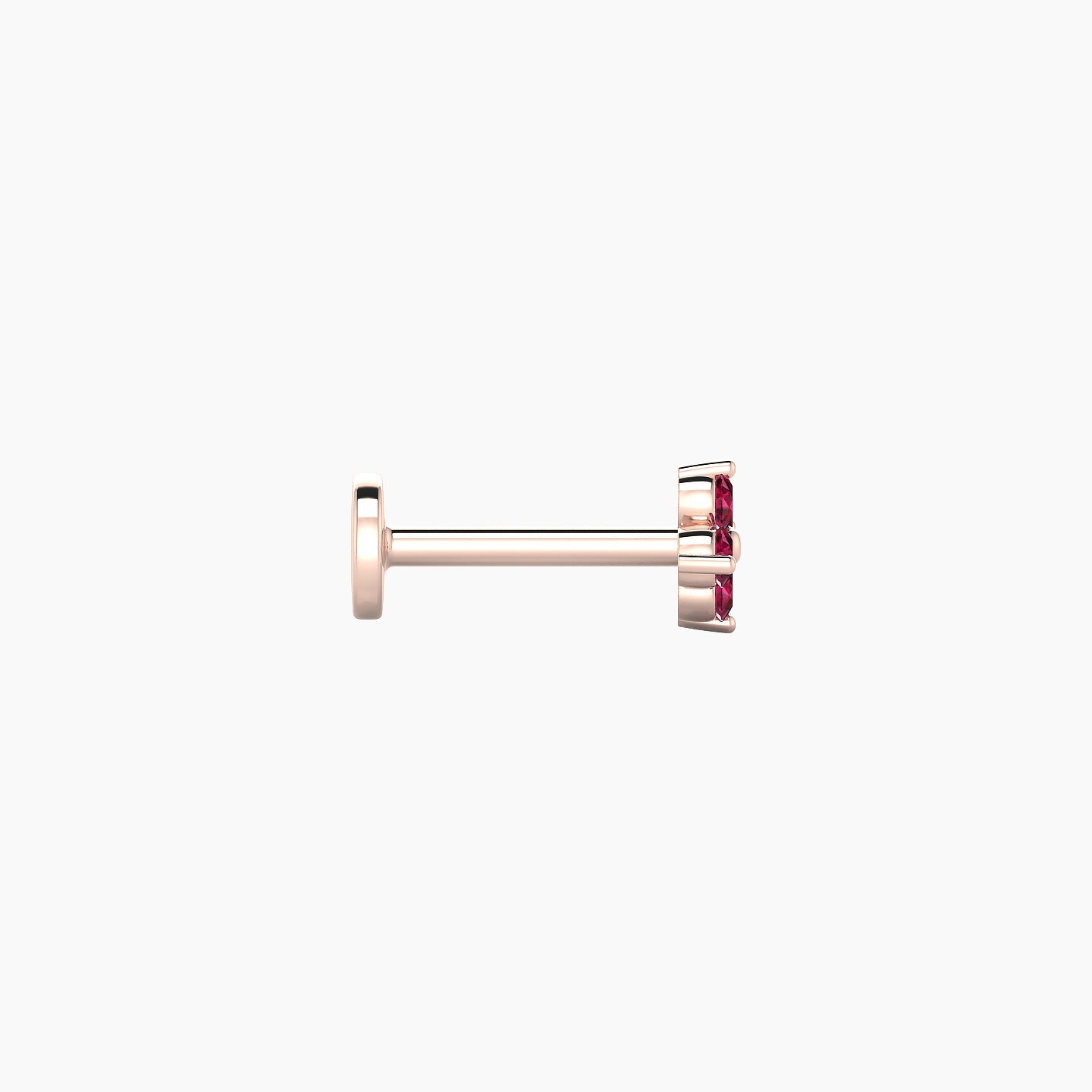 Eris | 18k Rose Gold 6.5 mm 4.5 mm Flower Ruby Nostril Piercing