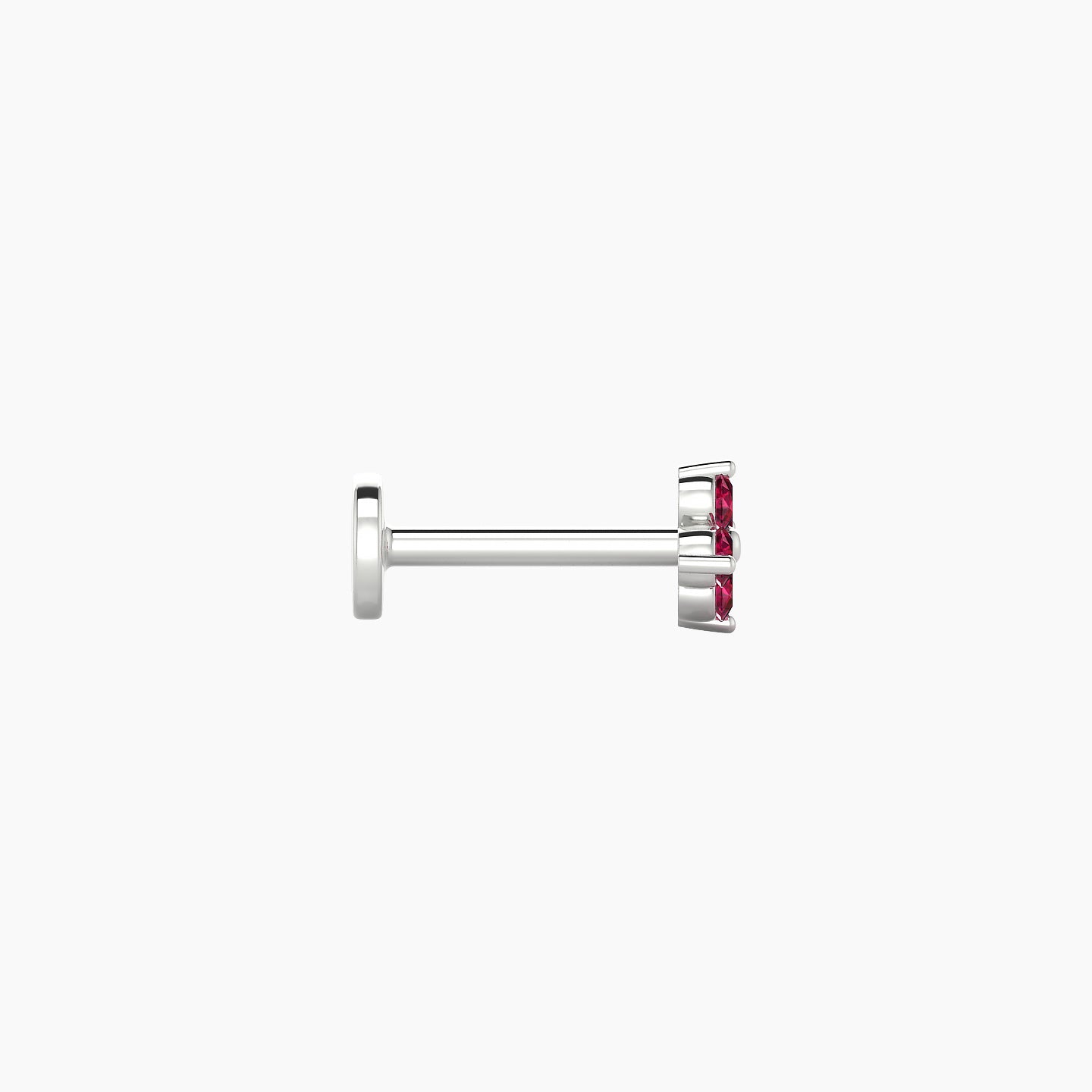 Eris | 18k White Gold 6.5 mm 4.5 mm Flower Ruby Nostril Piercing