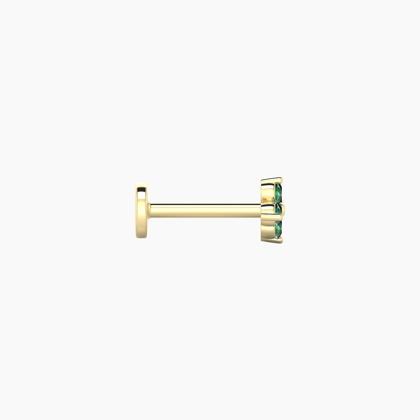 Eris | 18k Yellow Gold 6.5 mm 4.5 mm Flower Emerald Nostril Piercing