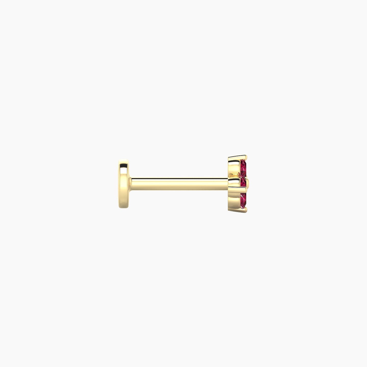 Eris | 18k Yellow Gold 6.5 mm 4.5 mm Flower Ruby Nostril Piercing