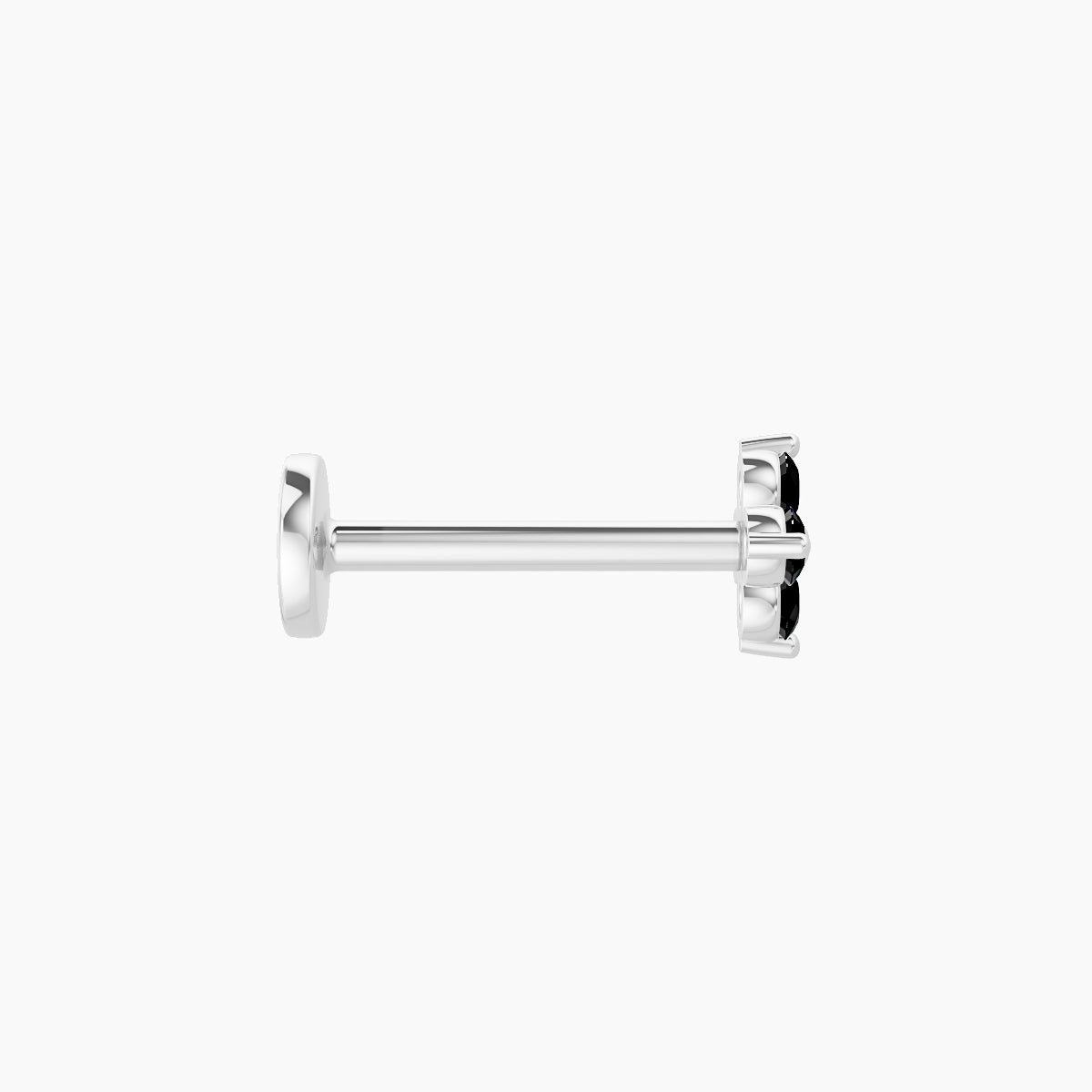 Eris | 18k White Gold 8 mm 4.5 mm Flower Black Diamond Nose Piercing