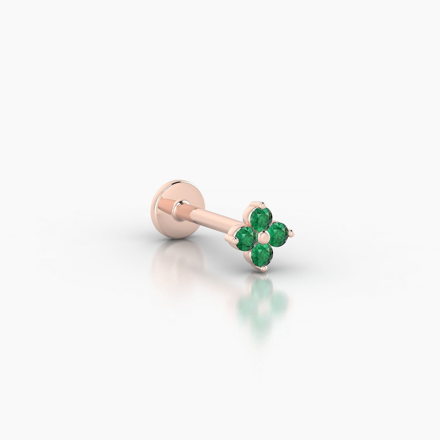 Eris | 18k Rose Gold 8 mm 4.5 mm Flower Emerald Nostril Piercing