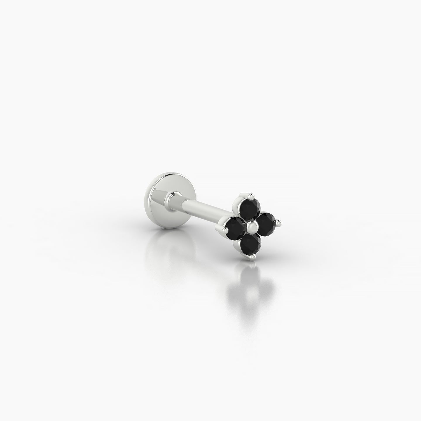 Eris | 18k White Gold 8 mm 4.5 mm Flower Black Diamond Nostril Piercing