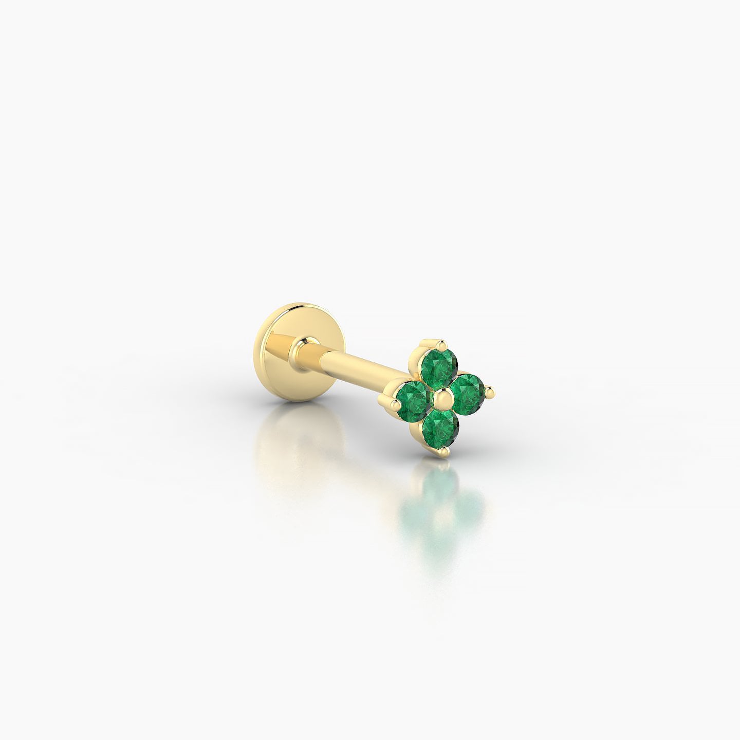 Eris | 18k Yellow Gold 8 mm 4.5 mm Flower Emerald Nostril Piercing