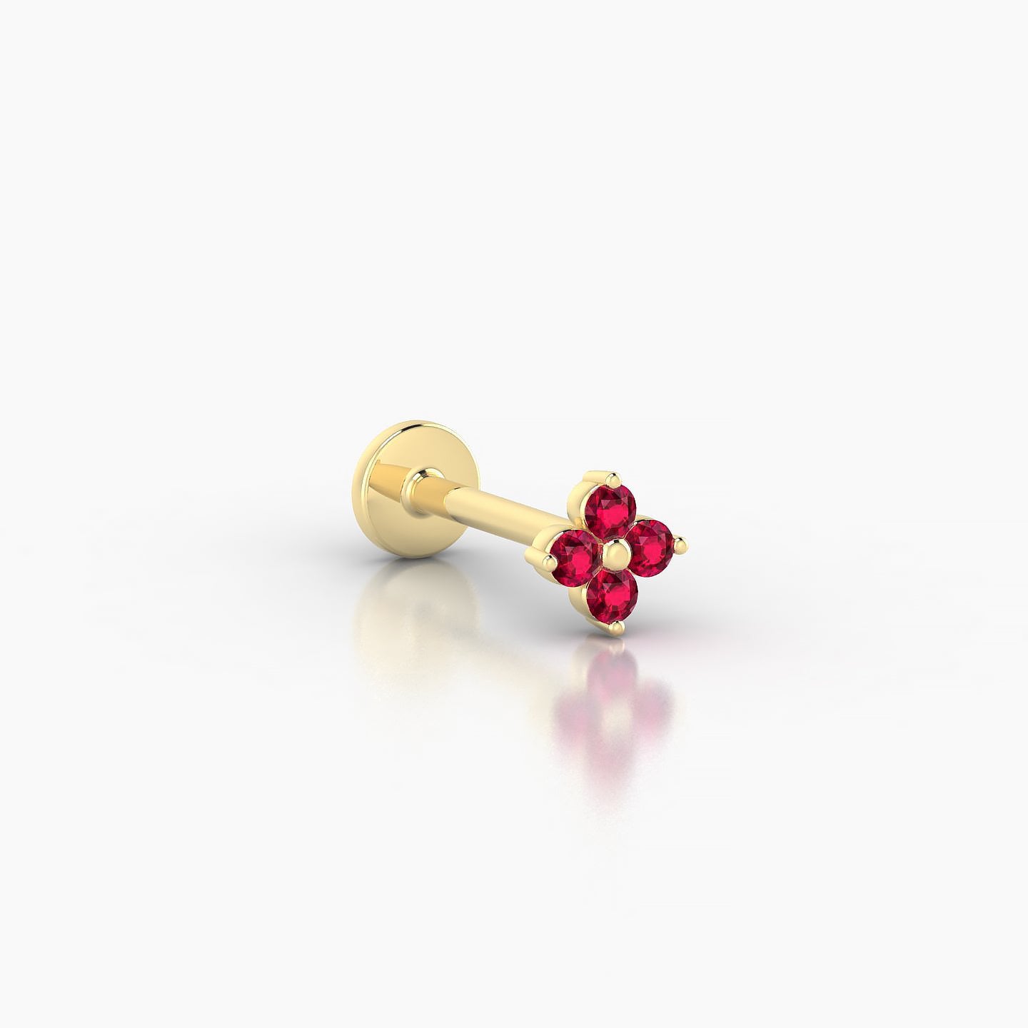 Eris | 18k Yellow Gold 8 mm 4.5 mm Flower Ruby Nostril Piercing