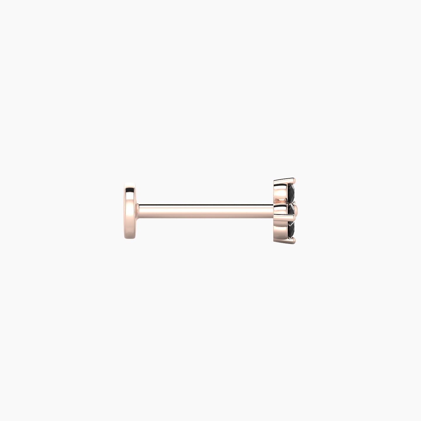 Eris | 18k Rose Gold 8 mm 4.5 mm Flower Black Diamond Nostril Piercing