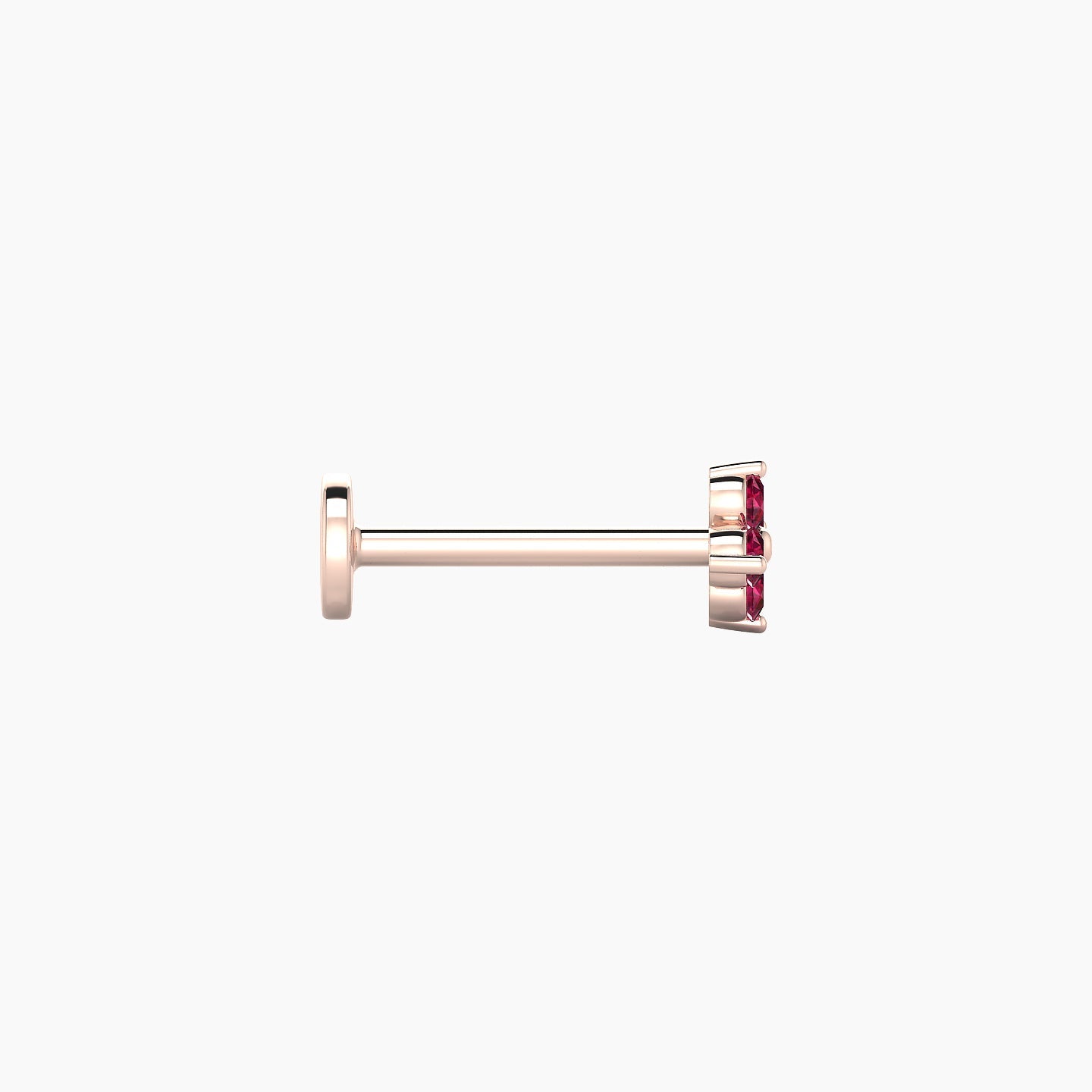 Eris | 18k Rose Gold 8 mm 4.5 mm Flower Ruby Nostril Piercing