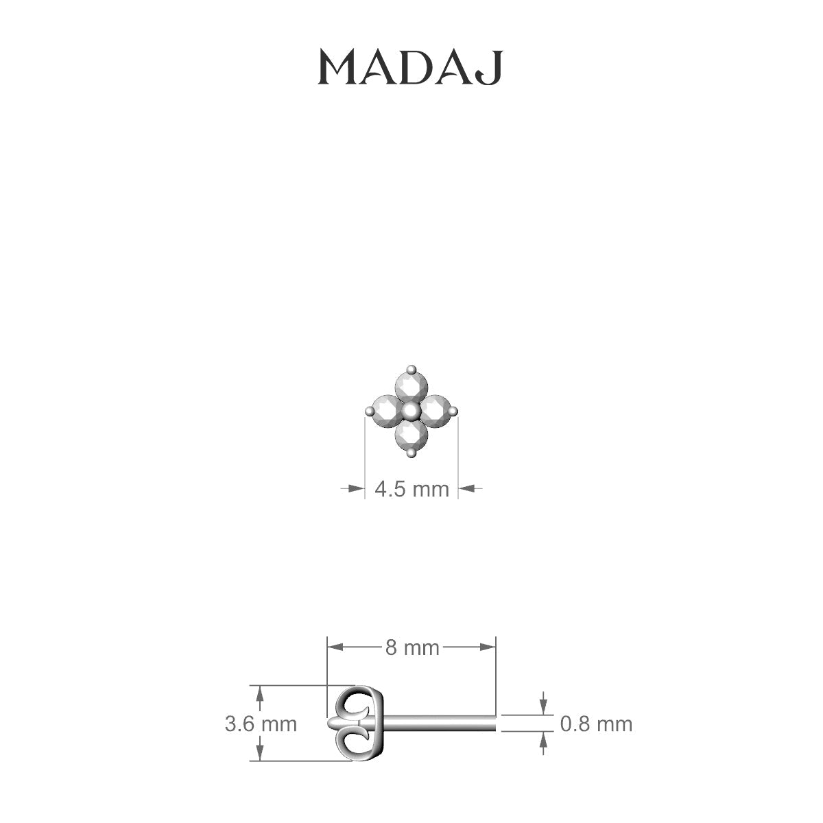 Eris | 18k White Gold 4.5 mm Flower Diamond Earring