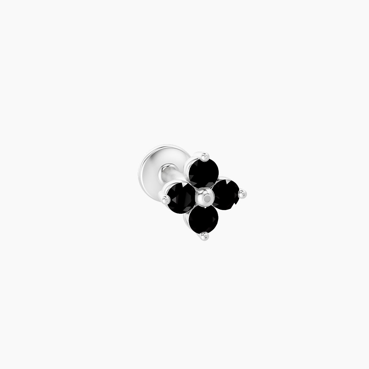Eris | 18k White Gold 5 mm 5 mm Flower Black Diamond Nose Piercing