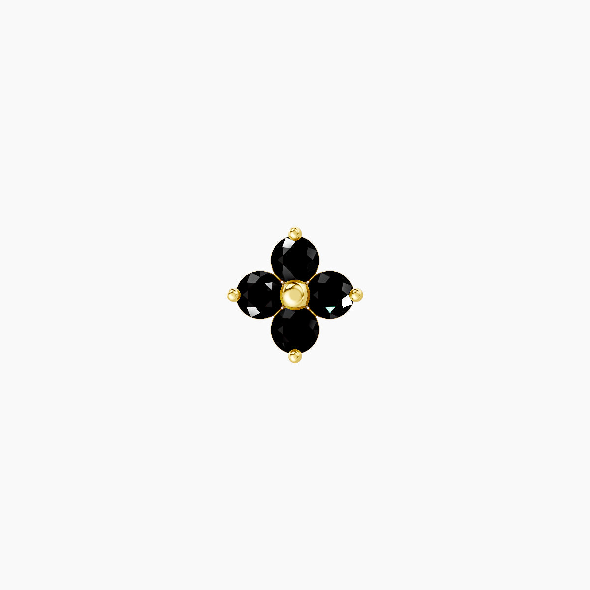 Eris | 18k Yellow Gold 5 mm 5 mm Flower Black Diamond Nose Piercing