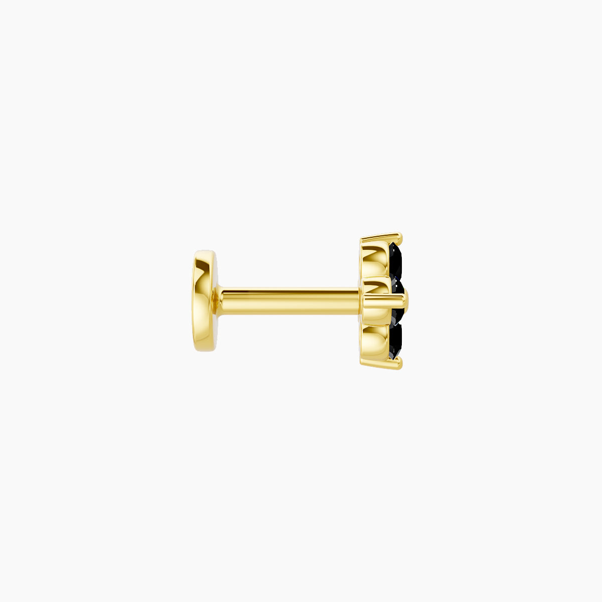 Eris | 18k Yellow Gold 5 mm 5 mm Flower Black Diamond Nose Piercing