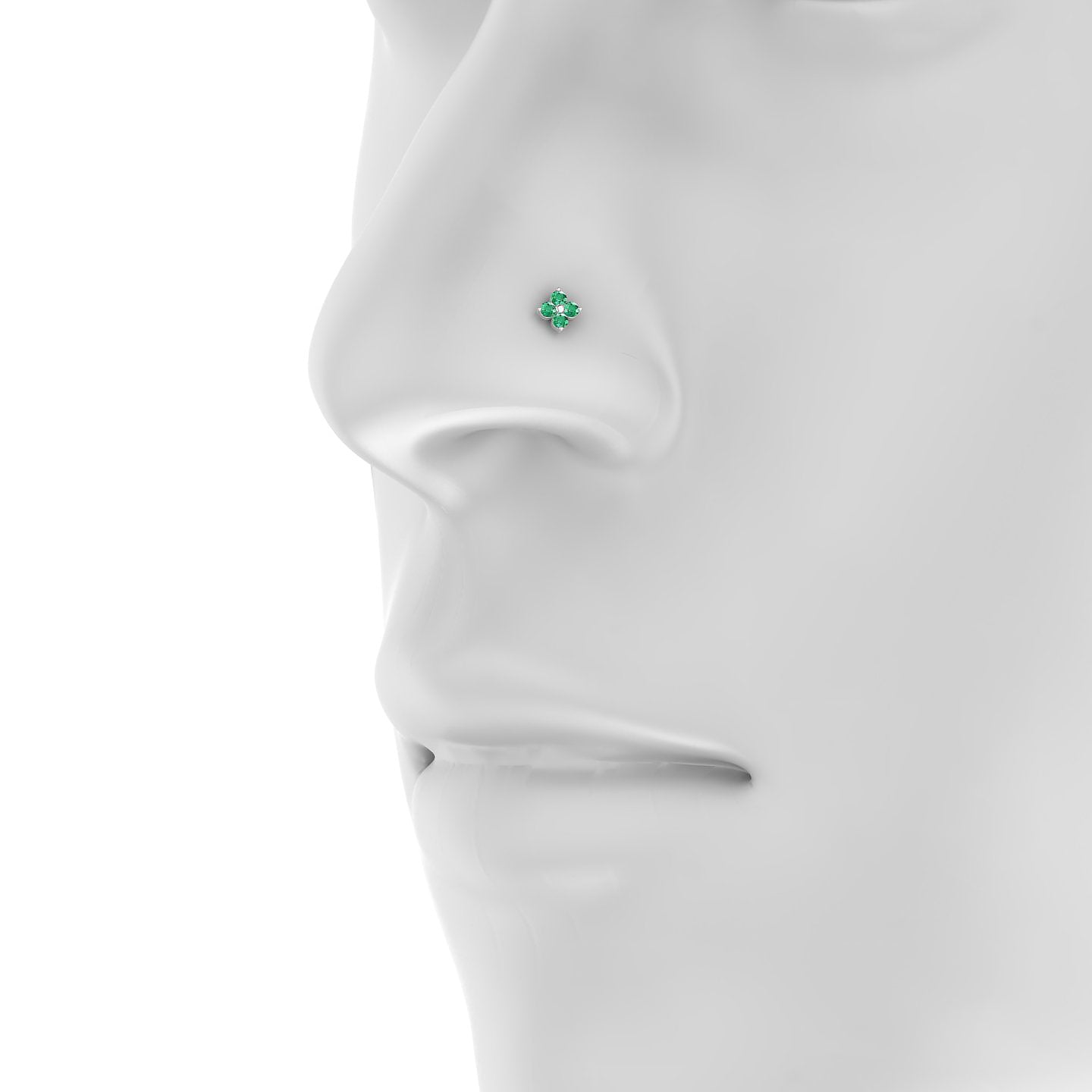 Eris | 18k White Gold 5 mm 5 mm Flower Emerald Nostril Piercing