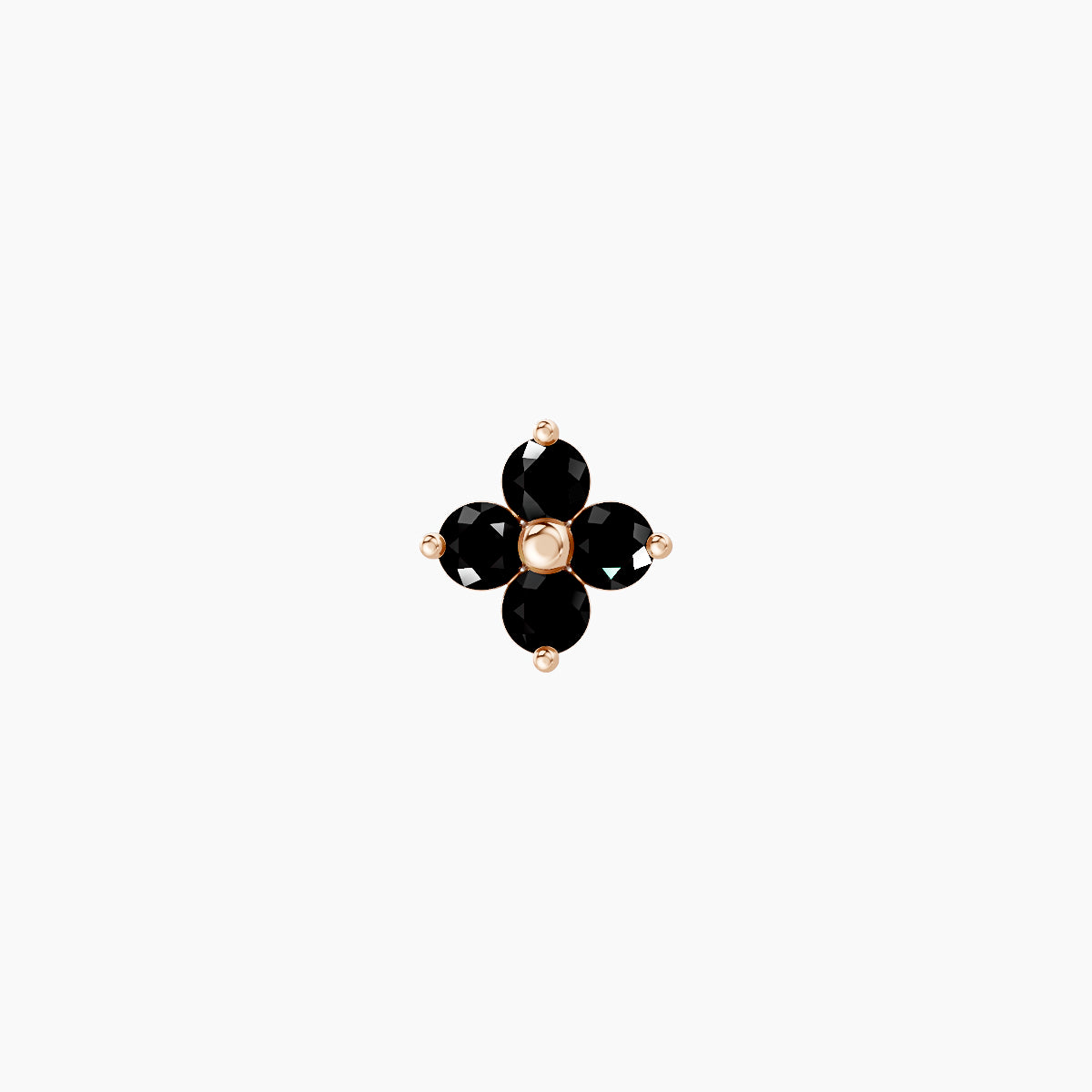 Eris | 18k Rose Gold 6.5 mm 5 mm Flower Black Diamond Nose Piercing