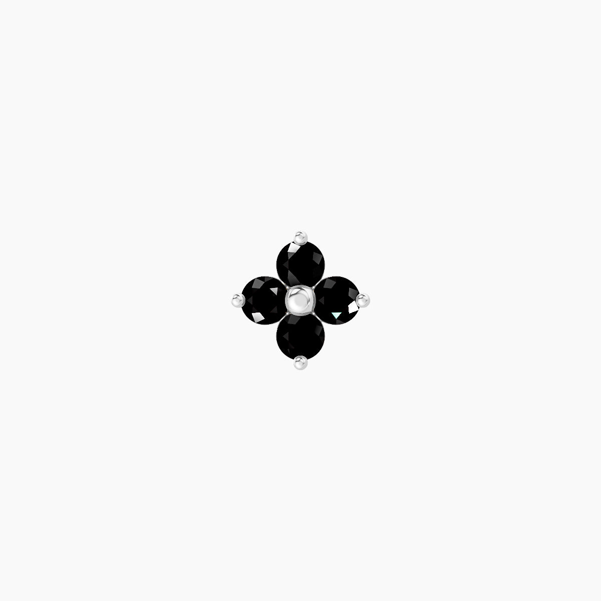 Eris | 18k White Gold 6.5 mm 5 mm Flower Black Diamond Nose Piercing