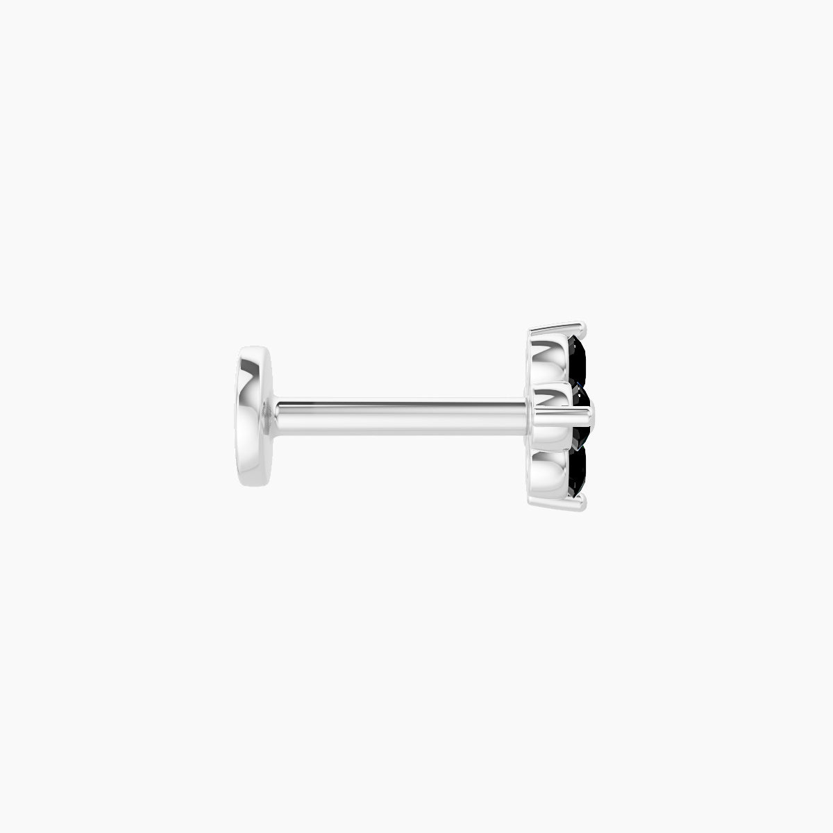 Eris | 18k White Gold 6.5 mm 5 mm Flower Black Diamond Nose Piercing