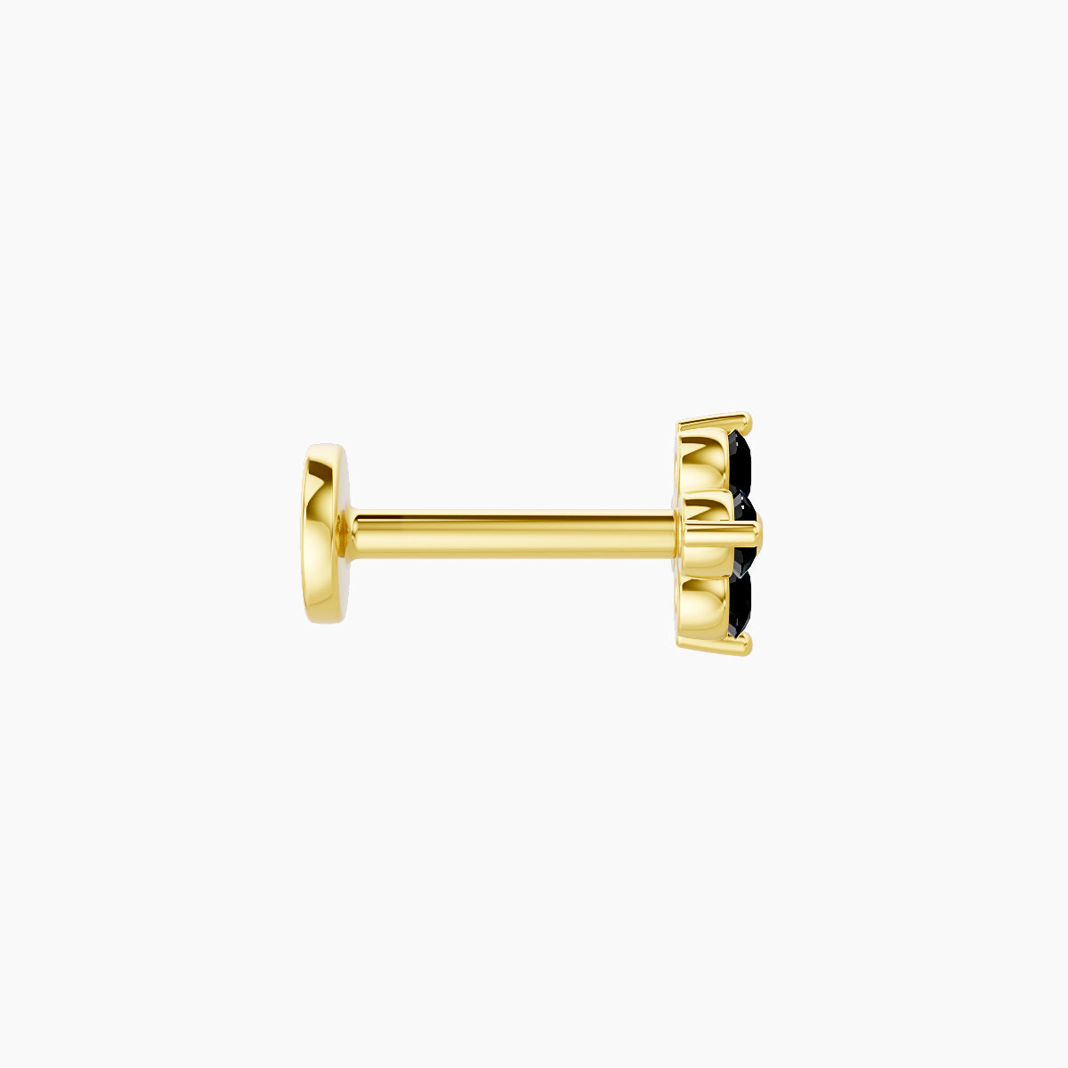 Eris | 18k Yellow Gold 6.5 mm 5 mm Flower Black Diamond Nose Piercing