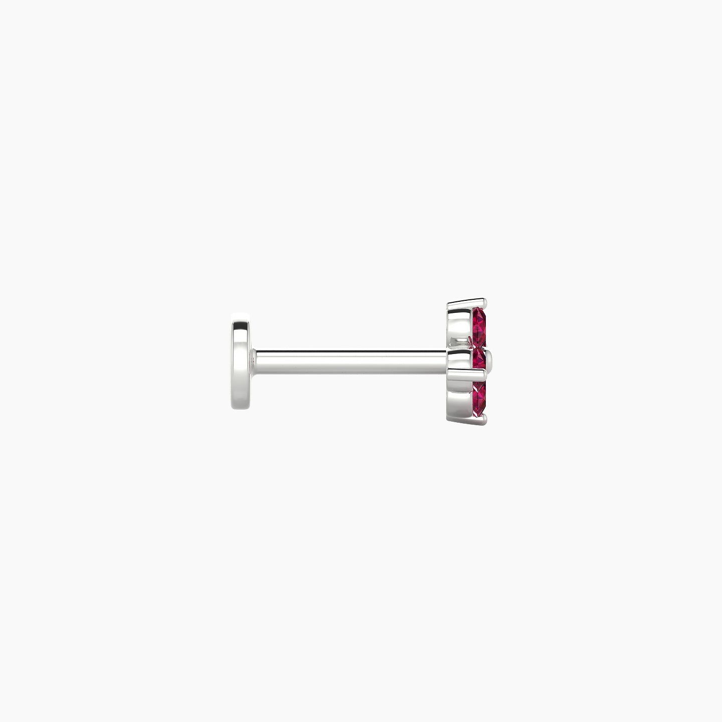 Eris | 18k White Gold 6.5 mm 5 mm Flower Ruby Nostril Piercing