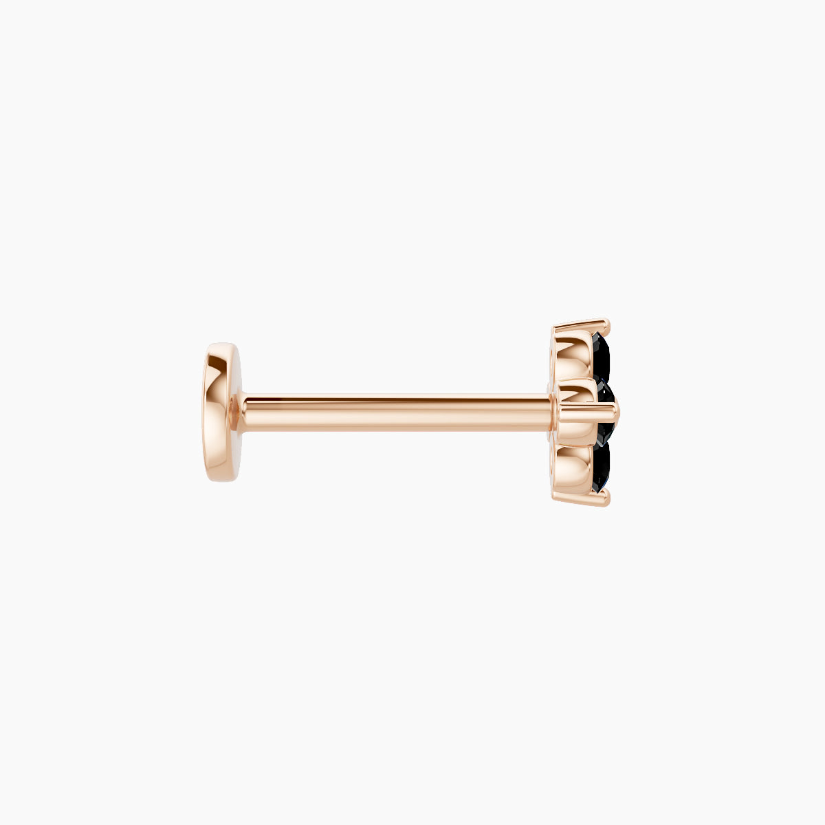 Eris | 18k Rose Gold 8 mm 5 mm Flower Black Diamond Nose Piercing