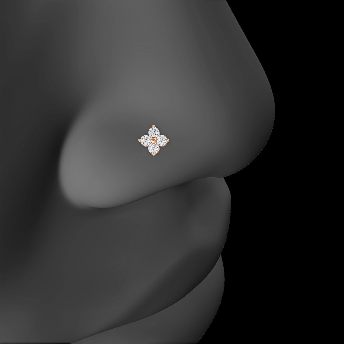 Eris | 18k Rose Gold 5 mm 8 mm Flower Diamond Nose Piercing