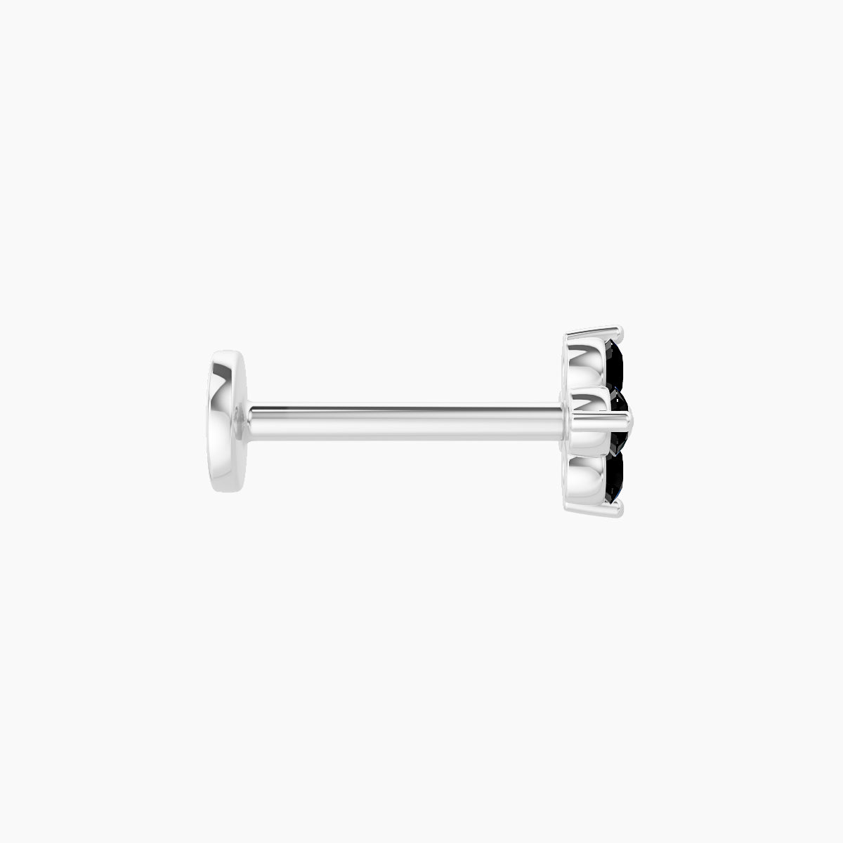 Eris | 18k White Gold 8 mm 5 mm Flower Black Diamond Nose Piercing
