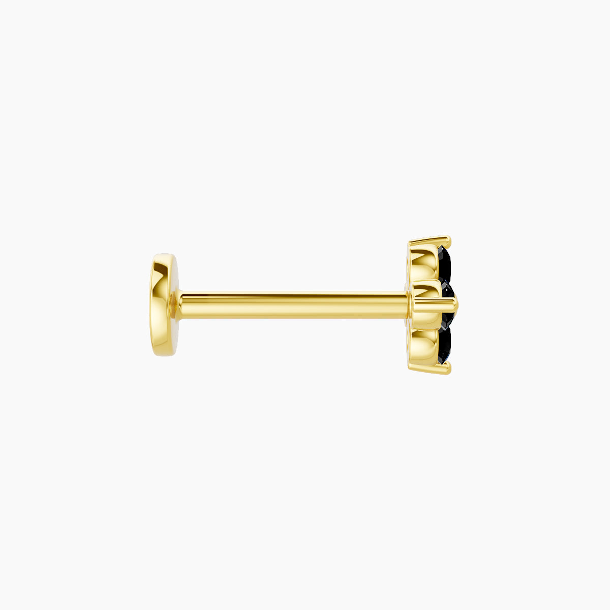 Eris | 18k Yellow Gold 8 mm 5 mm Flower Black Diamond Nose Piercing