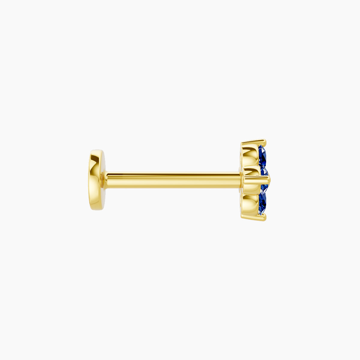 Eris | 18k Yellow Gold 8 mm 5 mm Flower Sapphire Nose Piercing