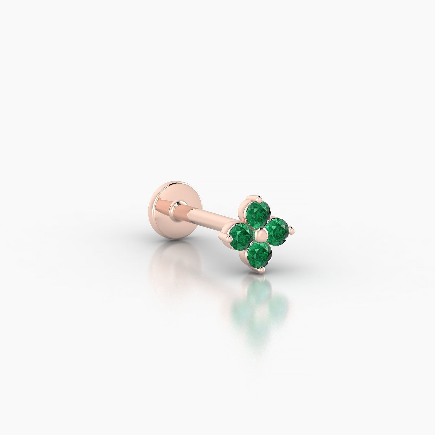 Eris | 18k Rose Gold 8 mm 5 mm Flower Emerald Nostril Piercing