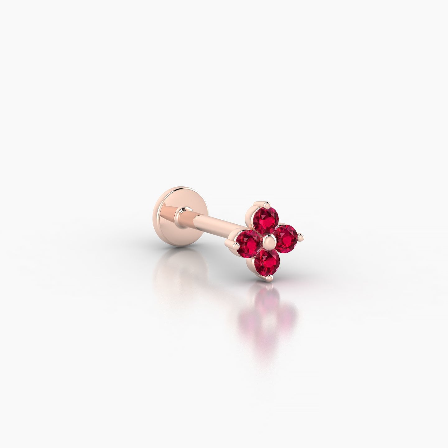 Eris | 18k Rose Gold 8 mm 5 mm Flower Ruby Nostril Piercing