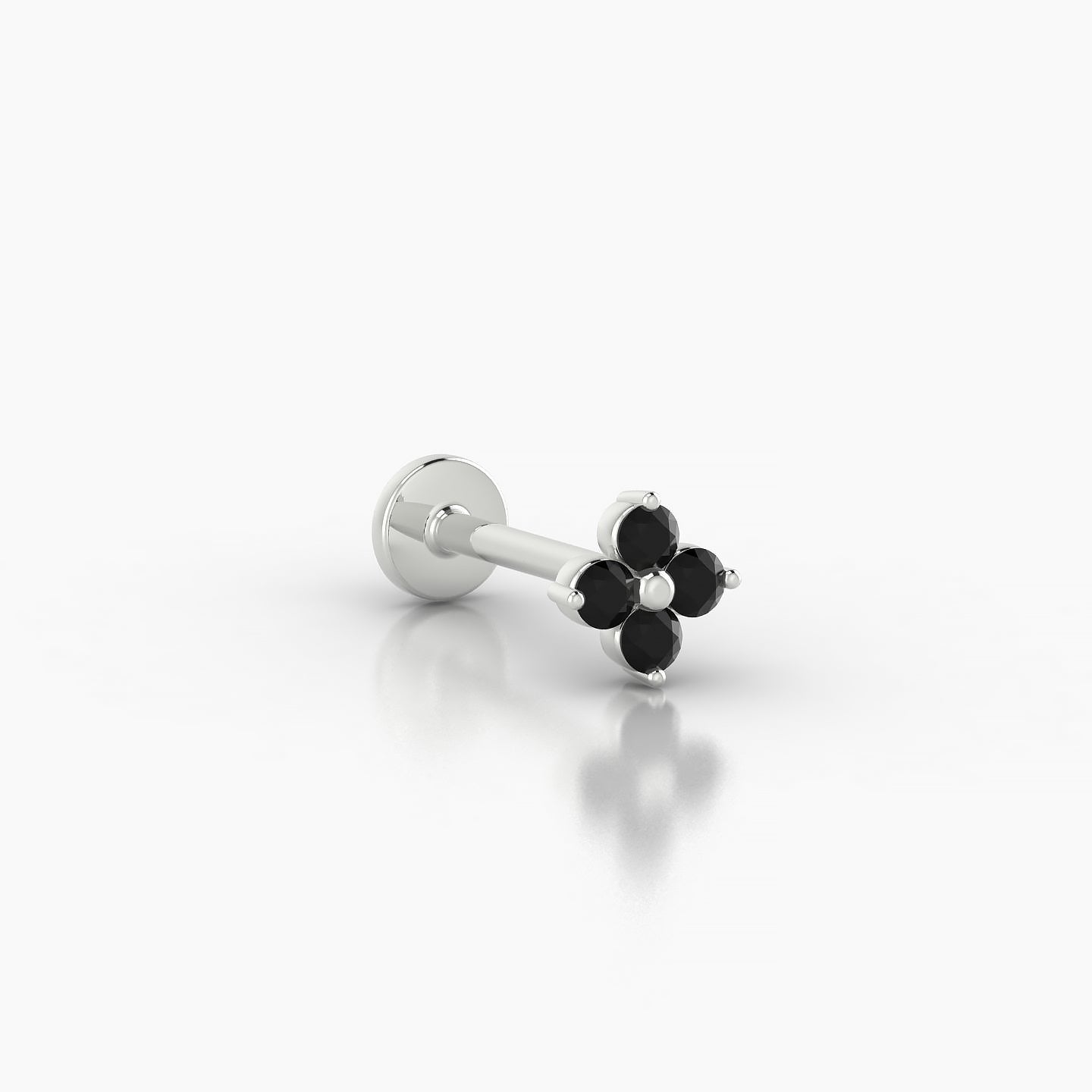 Eris | 18k White Gold 8 mm 5 mm Flower Black Diamond Nostril Piercing