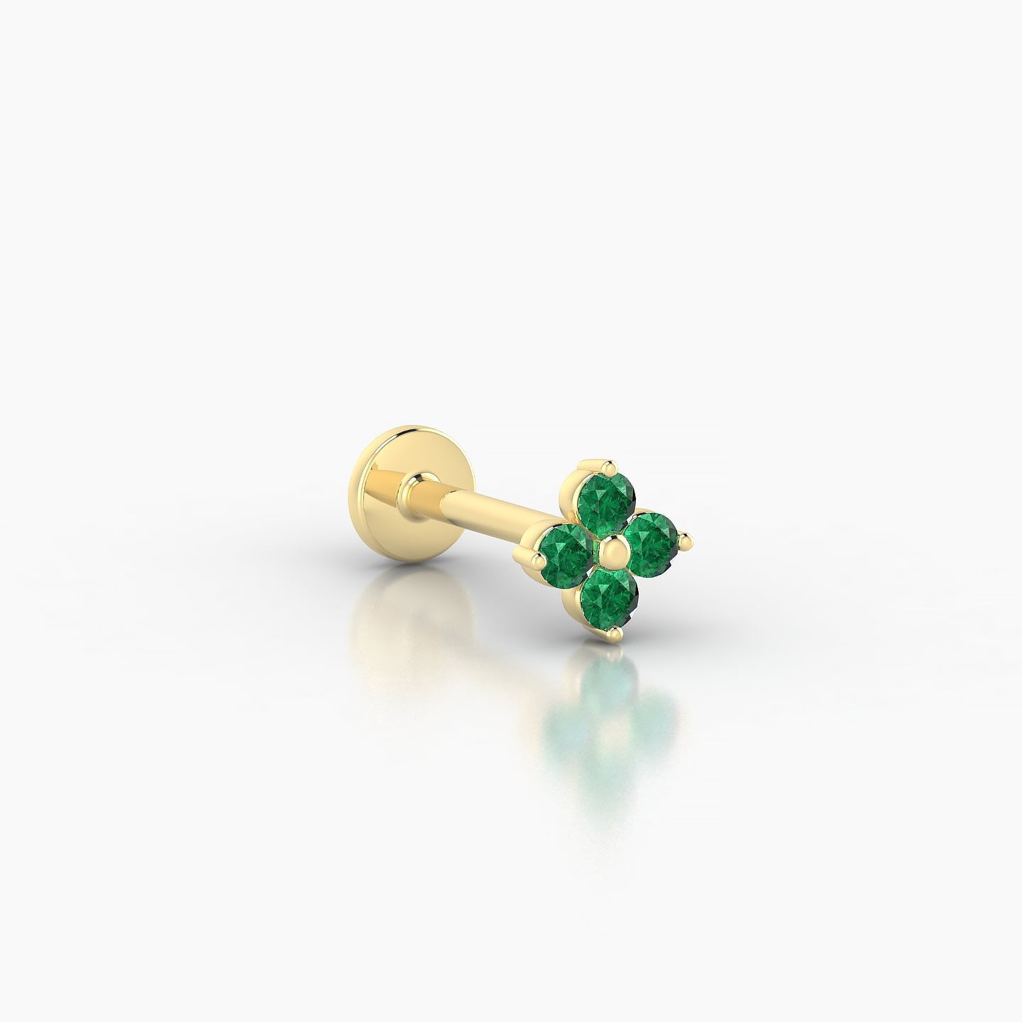 Eris | 18k Yellow Gold 8 mm 5 mm Flower Emerald Nostril Piercing