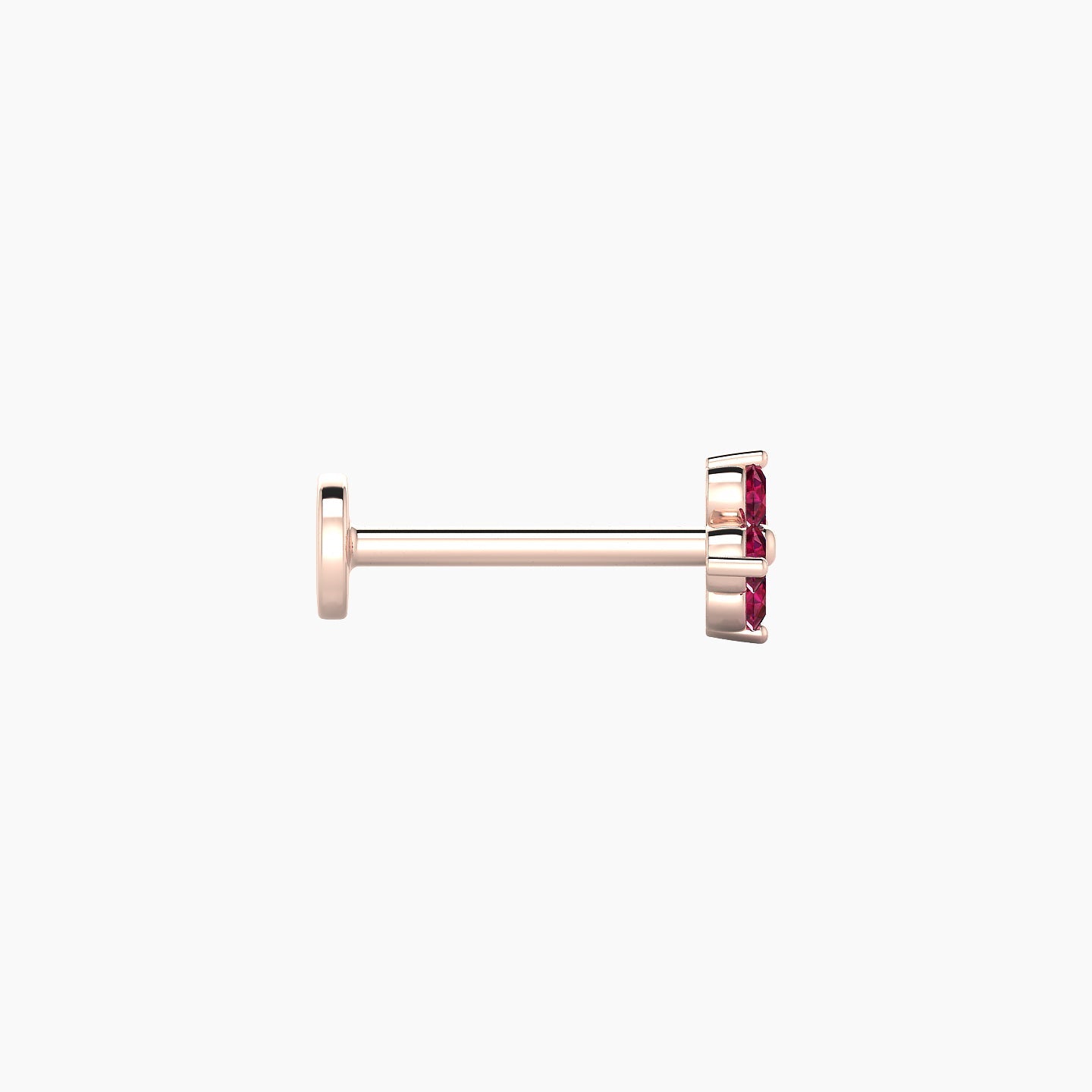 Eris | 18k Rose Gold 8 mm 5 mm Flower Ruby Nostril Piercing