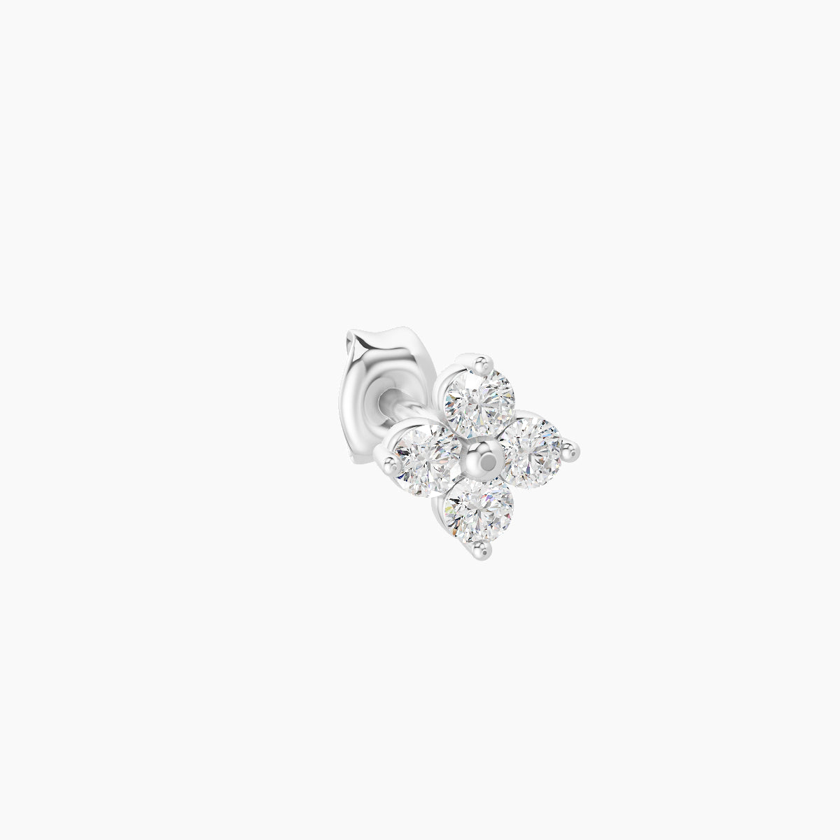 Eris | 18k White Gold 5 mm Flower Diamond Earring