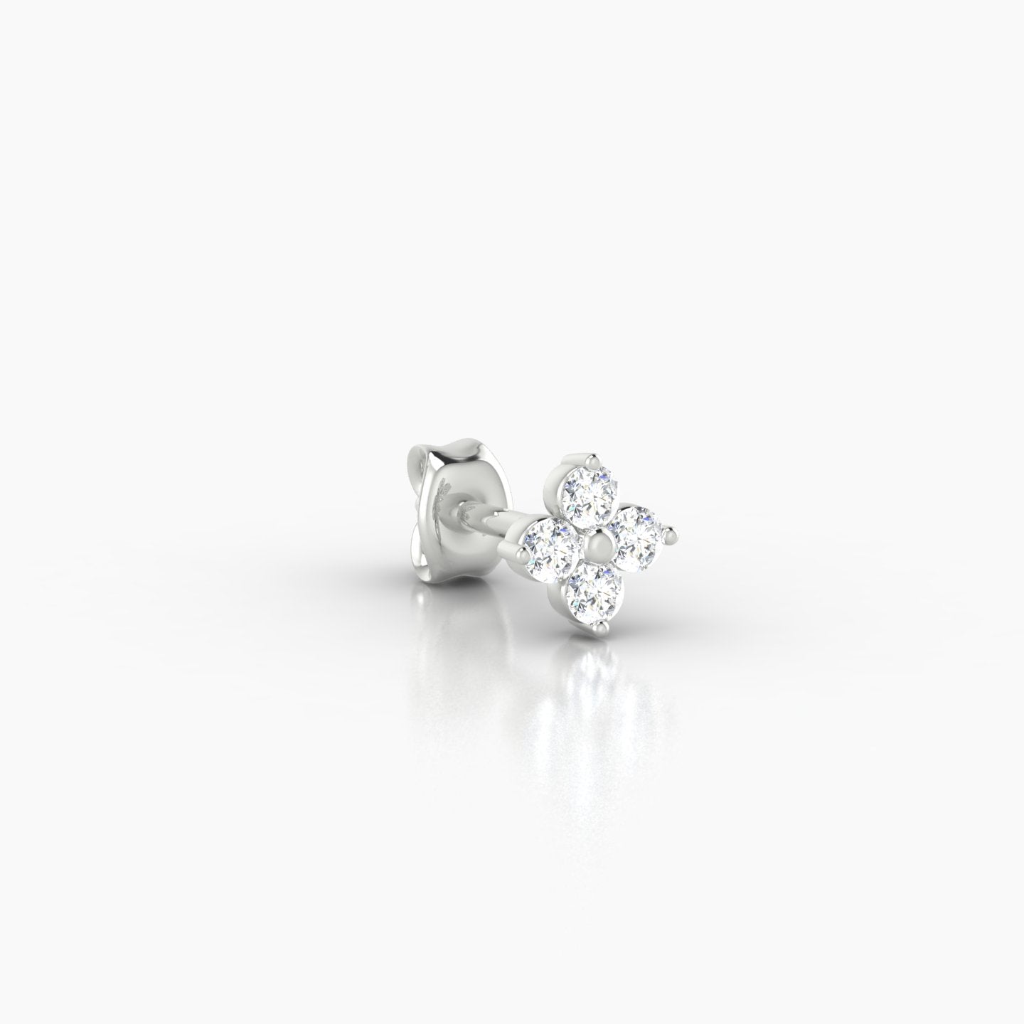 Eris | 18k White Gold 5 mm Flower Diamond Earring