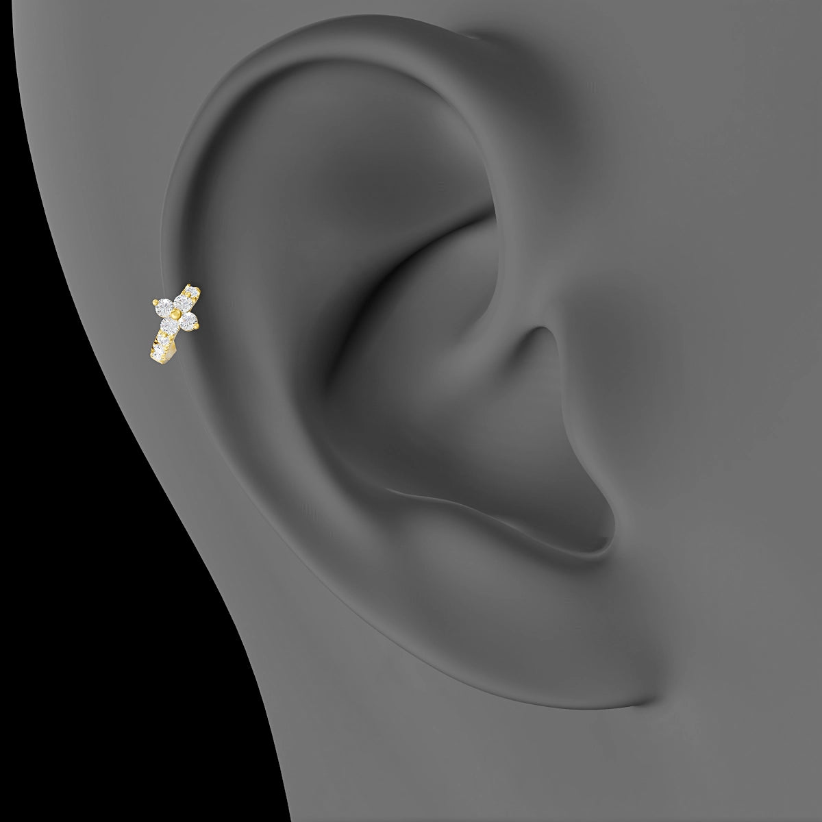 Eris | 18k Yellow Gold 5 mm Flower Diamond Hoop Piercing