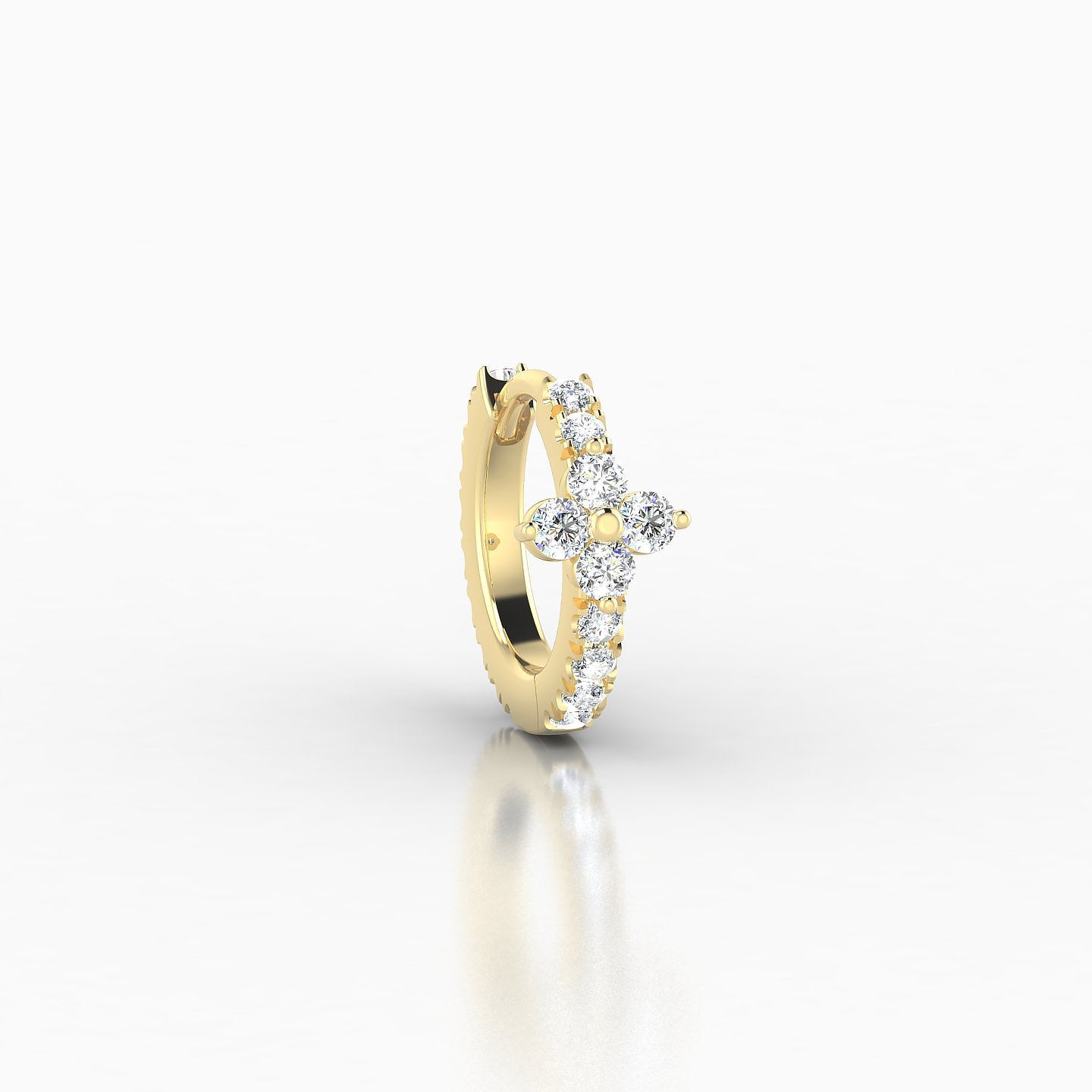 Eris | 18k Yellow Gold 6.5 mm Flower Diamond Hoop Piercing