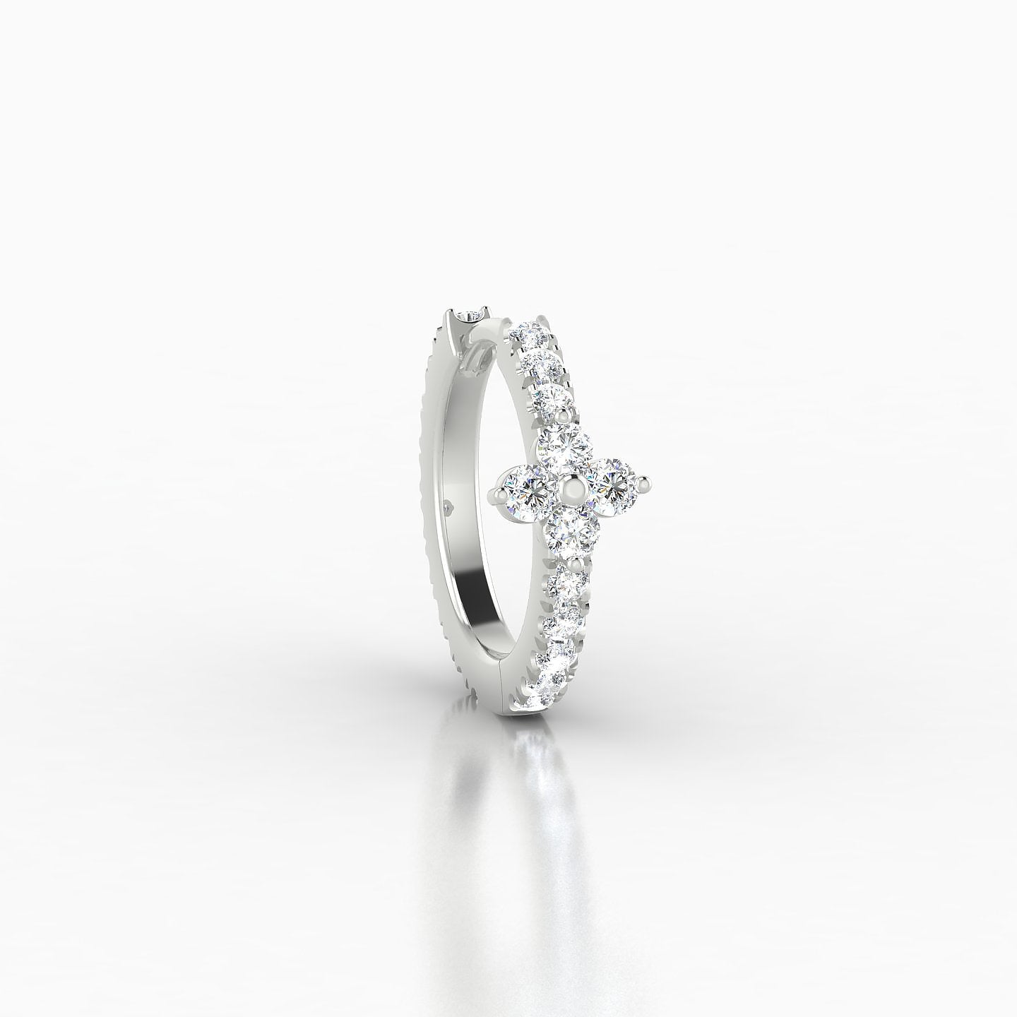 Eris | 18k White Gold 8 mm Flower Diamond Hoop Piercing